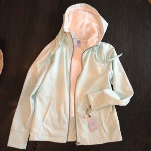 Te Verde faux fur lined zip hooded sweatshirt yoga M